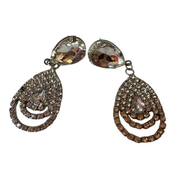 Vintage Crystal Teardrop Dangle Earrings - Picture 5 of 5